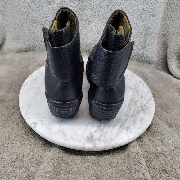 Fly London Shoes Womens EU 39 US 8 Yegi Black Leather Wedge Ankle Boots - Picture 8 of 10